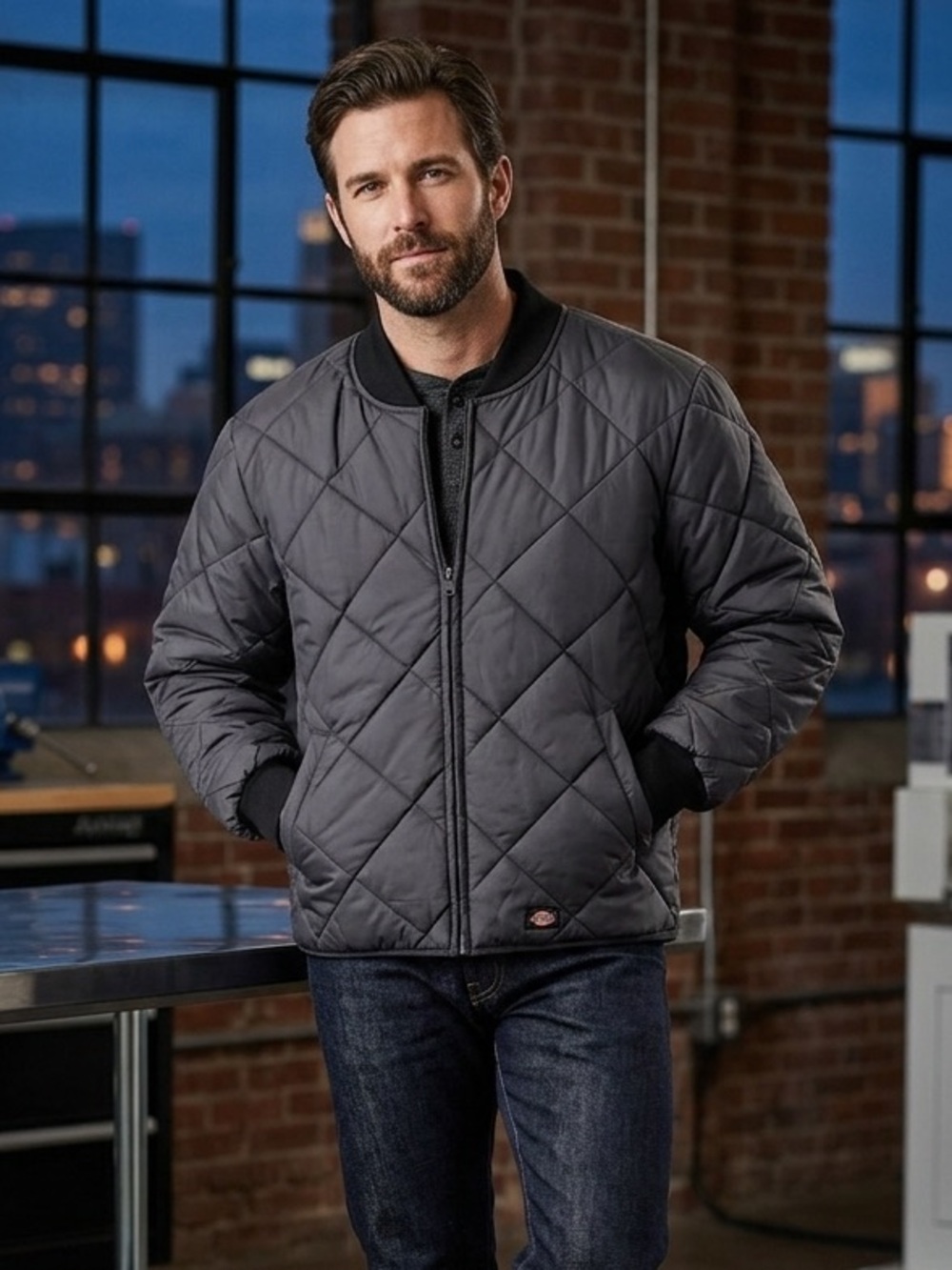 Dickies Quilted Bomber Jacket in Gray